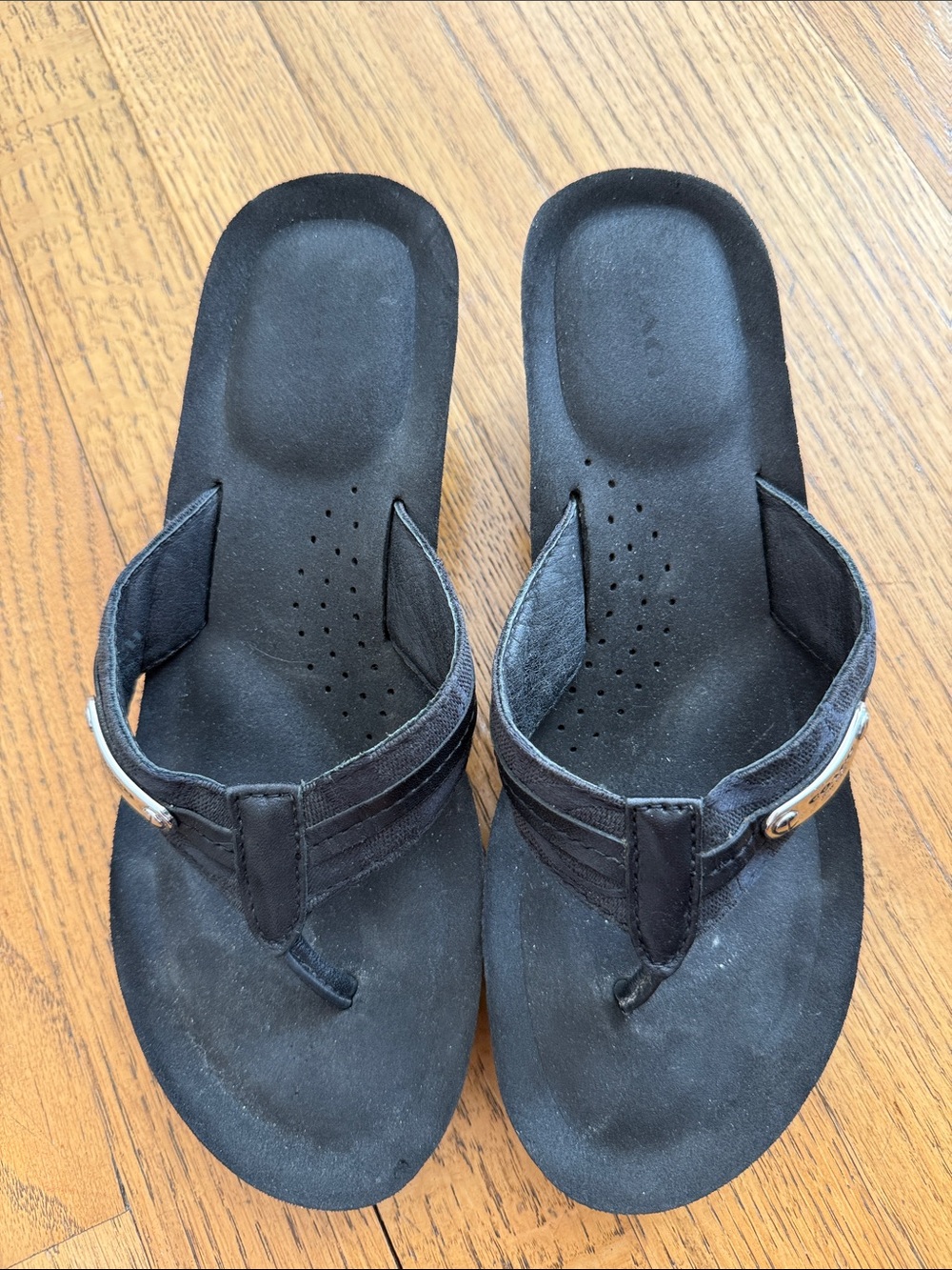 Coach Black Platform Wedge Thong Sandals - Picture 2 of 4
